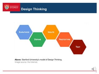 Design Thinking
7
Above: Stanford University’s model of Design Thinking.
Image source: the Internet.
 
