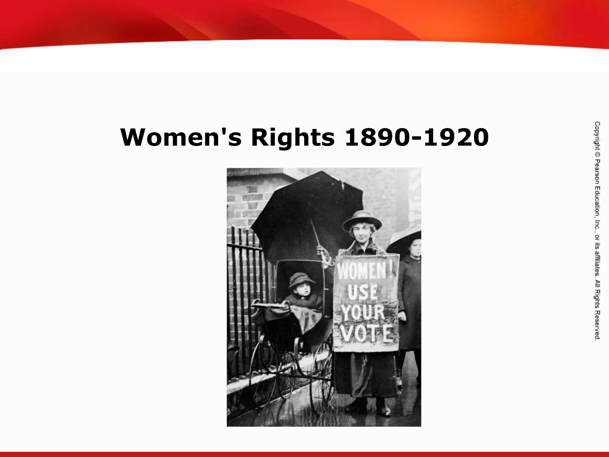 TEKS 8C: Calculate percent composition and empirical and molecular formulas.
Women's Rights 1890-1920
 