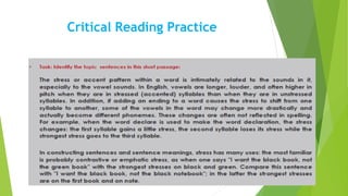 Critical Reading Practice
 