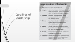Qualities of
leadership
 