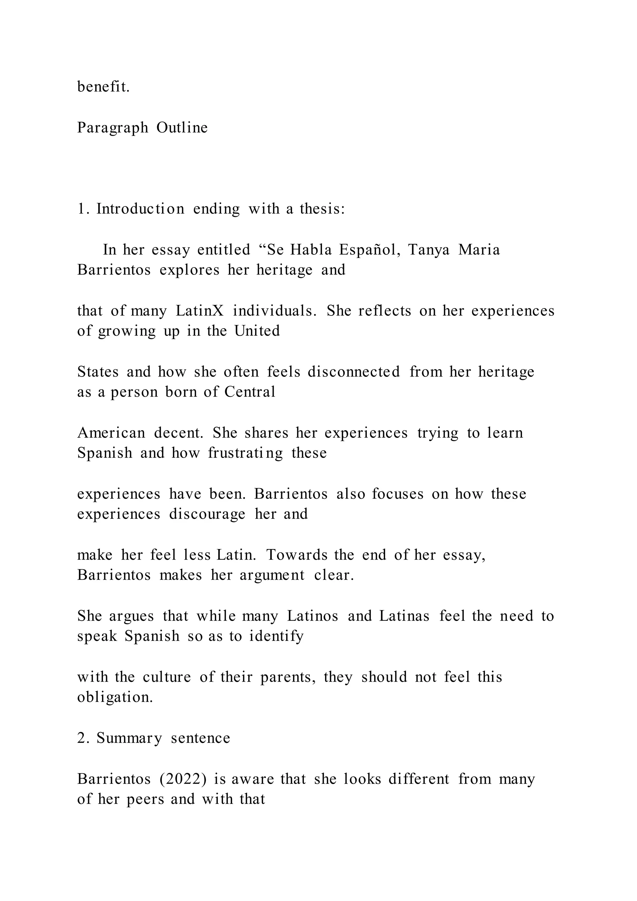 Week 2 Sentence and Paragraph Outlines Student Example | DOCX