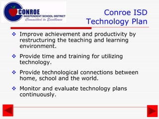 How schools get discounts…In order to apply for E-rate discounts, districts mustsubmit a technology plan which contains:Clear goals and a realistic strategy for using technology.