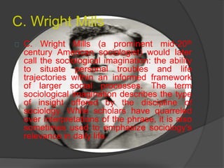 Week # 2 the sociological imagination | PPTX