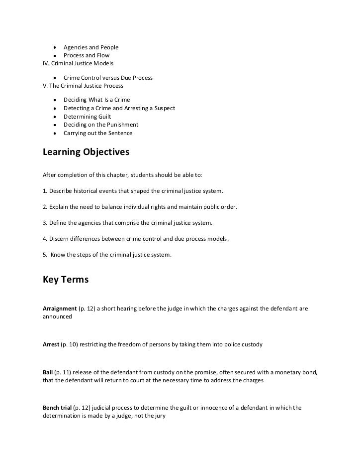 What is the differences between the crime control model and the due process model?