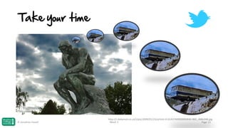 Take your time

© Jonathan Hazell

http://i.dailymail.co.uk/i/pix/2009/01/23/article-0-01A37A990000044D-865_468x348.jpg
Week 3
Page 13

 