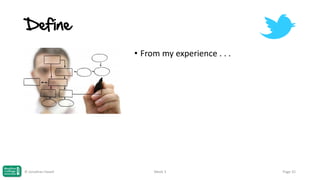 Define
• From my experience . . .

© Jonathan Hazell

Week 3

Page 32

 