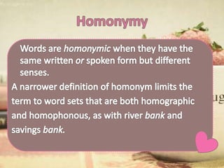 Semantic Relations among Words