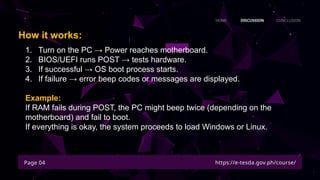 BIOS (Basic Input/Output System), UEFI (Unified Extensible Firmware ...
