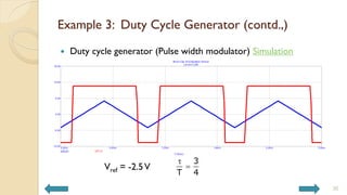 Example 3: Duty Cycle Generator (contd.,)
 Duty cycle generator (Pulse width modulator) Simulation
30
Vref = -2.5V
3
T 4


 