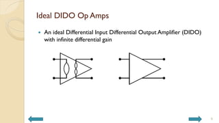 Ideal DIDO Op Amps
 An ideal Differential Input Differential Output Amplifier (DIDO)
with infinite differential gain
9
 
