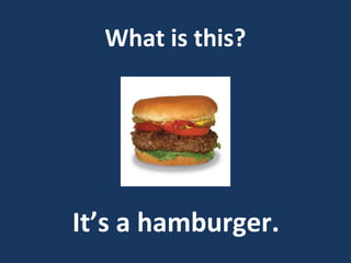 What is this?

It’s a hamburger.

 