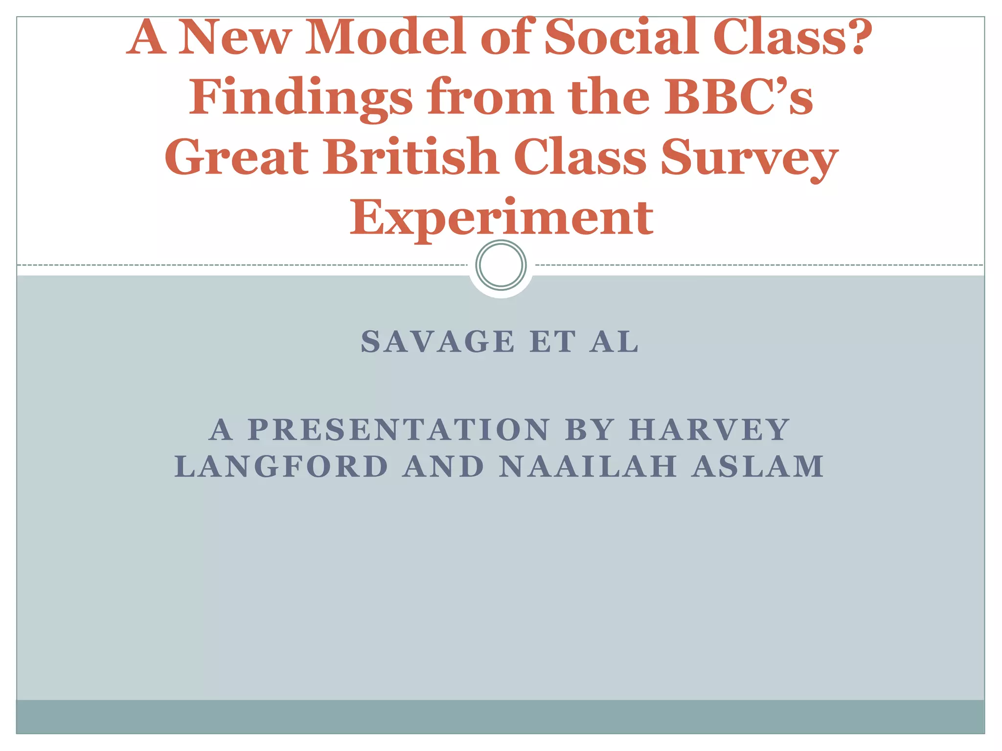 A New Model of Social Class? Findings from the BBC’s Great British