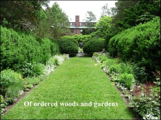 Of ordered woods and gardens 
 