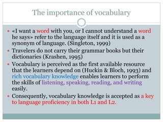 Comprehensive Strategies for Teaching Vocabulary in English Language ...