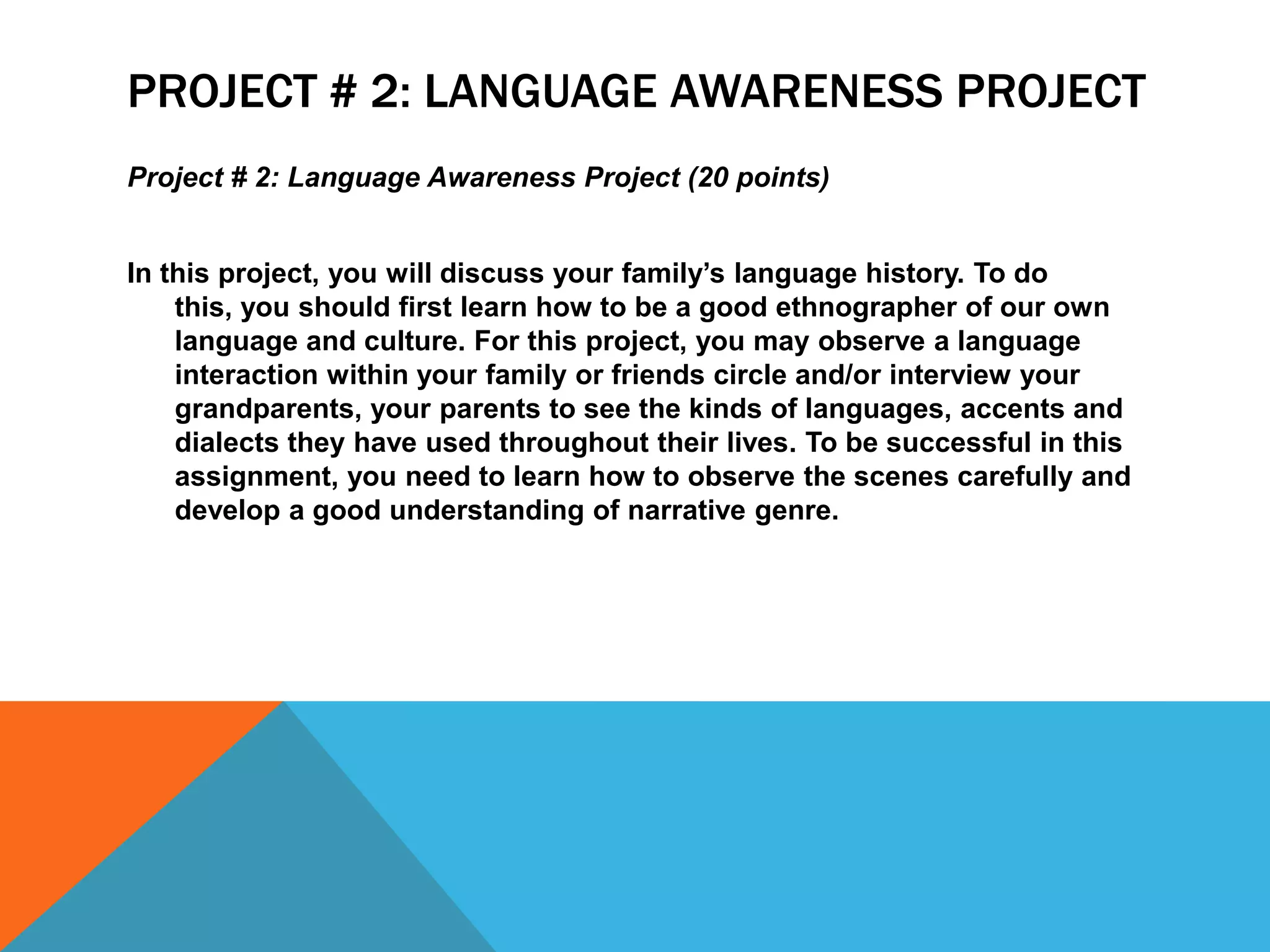 AssignmentsCarefully read personal narrative titled “From Outside, In”Answer two discussion questions on your blog