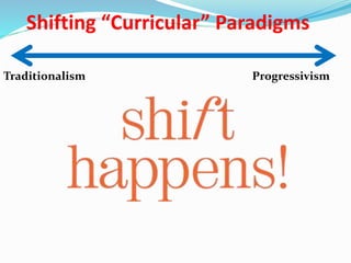 Shifting “Curricular” Paradigms
Traditionalism Progressivism
 