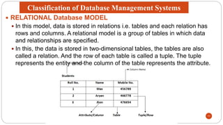 Week 3 Classification of Database Management Systems & Data Modeling | PPT