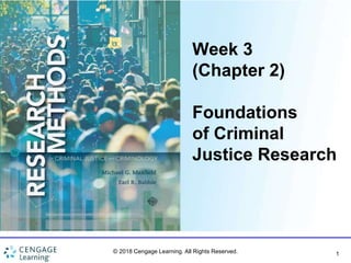 1
Week 3
(Chapter 2)
Foundations
of Criminal
Justice Research
© 2018 Cengage Learning. All Rights Reserved.
 