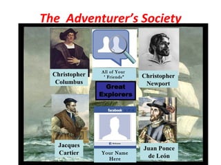 The Adventurer’s Society


          All of Your
           " Friends”




          Your Name
            Here
 