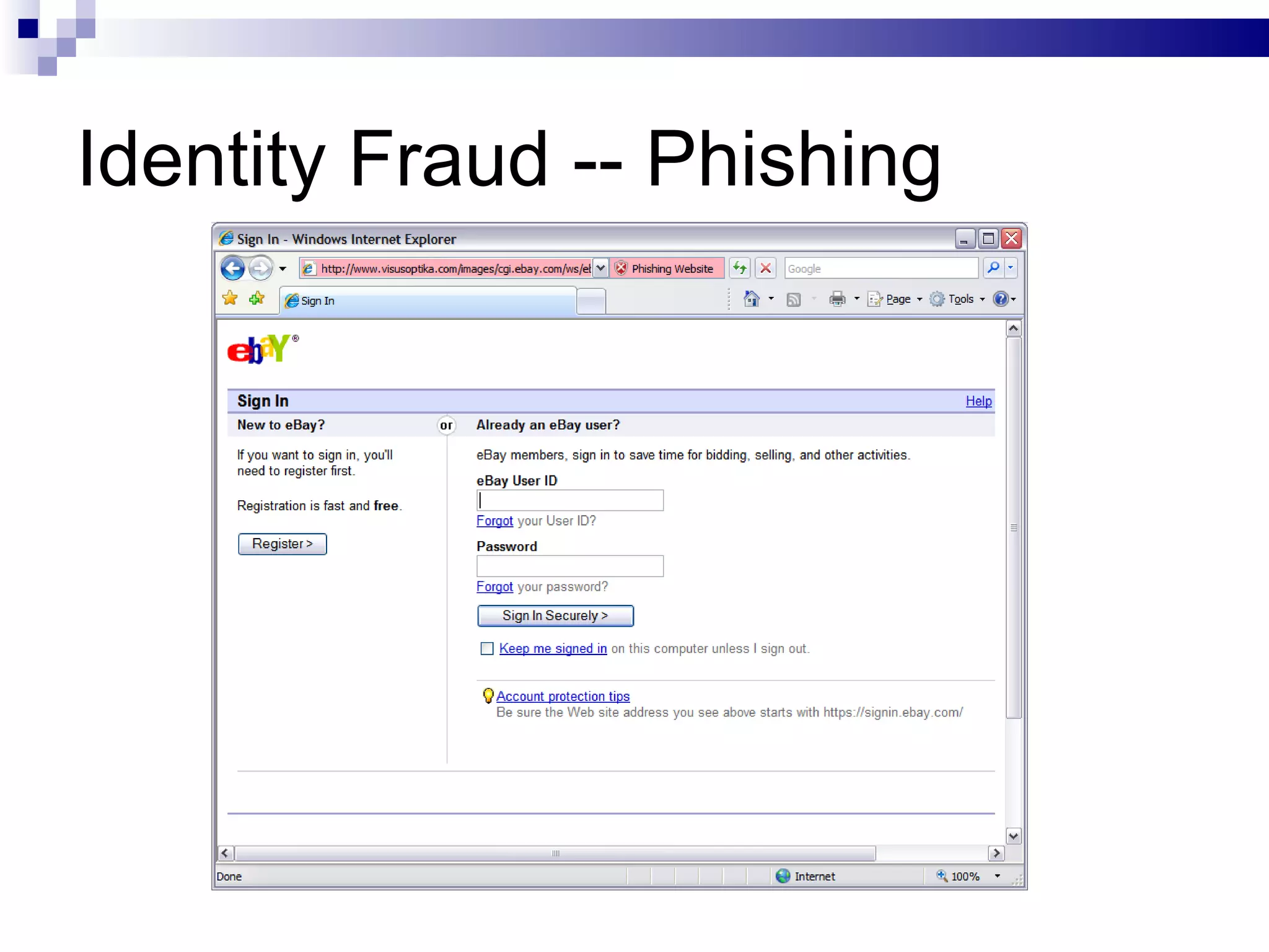 Identity Fraud -- Phishing 