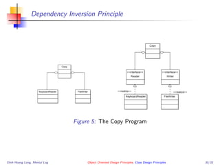 Dependency Inversion Principle
Figure 5: The Copy Program
Dinh Hoang Long, Mental Log Object Oriented Design Principles, Class Design Principles 30/33
 