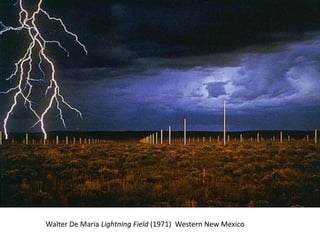 Christo, The Running Fence, Marin County, California, 1976Robert Smithson, The Spiral Jetty, 1970, black basalt, limestone and earth, 1,500' (aerial photograph)