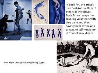  We examined the roots of Conceptual Art and in particular artworks that emphasized ideas over visual forms and we considered how these works fitted into or challenged definitions of art 