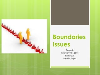 Boundaries
Issues
Team A
February 18 , 2014
BSHS/ 335
Beatriz Zayas

 