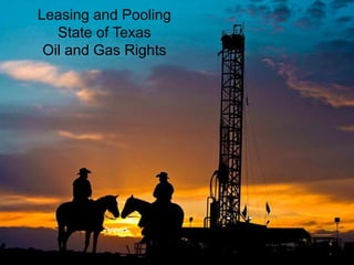 Leasing and Pooling
State of Texas
Oil and Gas Rights
 