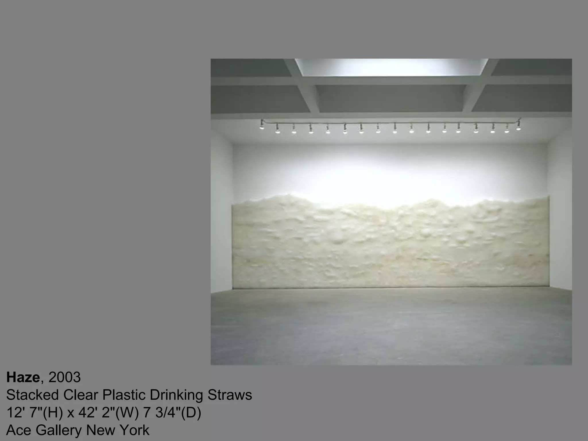 Haze , 2003  Stacked Clear Plastic Drinking Straws 12' 7&quot;(H) x 42' 2&quot;(W) 7 3/4&quot;(D) Ace Gallery New York  