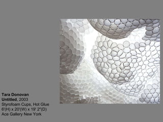 Tara Donovan Untitled , 2003  Styrofoam Cups, Hot Glue 6'(H) x 20'(W) x 19' 2"(D) Ace Gallery New York 