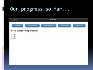 Our progress so far...