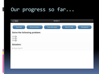 Our progress so far...