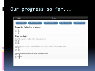 Our progress so far...