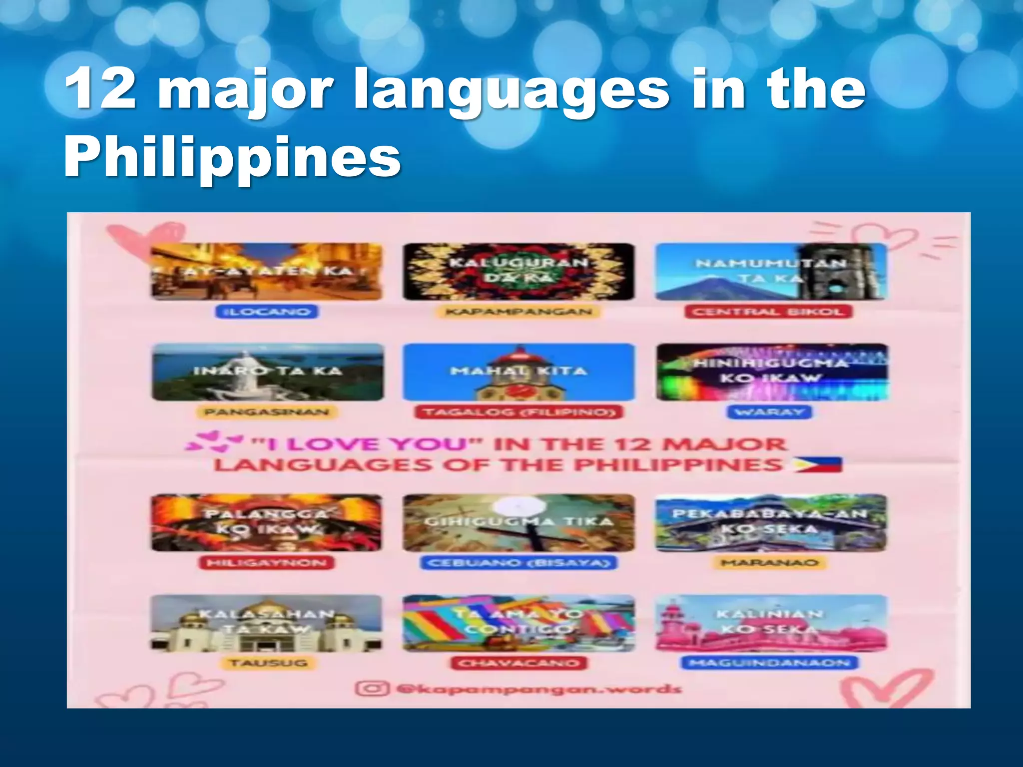 12 major languages in the
Philippines
 