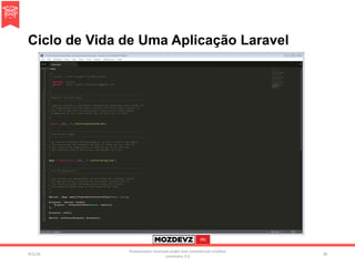 Ciclo de Vida de Uma Aplicação Laravel
4/2/16	
Presenta.on	licenced	under	non-commercial	crea.ve	
commons	3.0	
28	
 