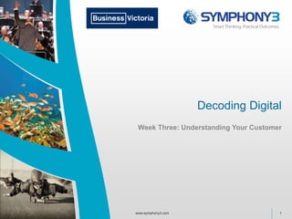 Decoding Digital
Week Three: Understanding Your Customer
1www.symphony3.com
 
