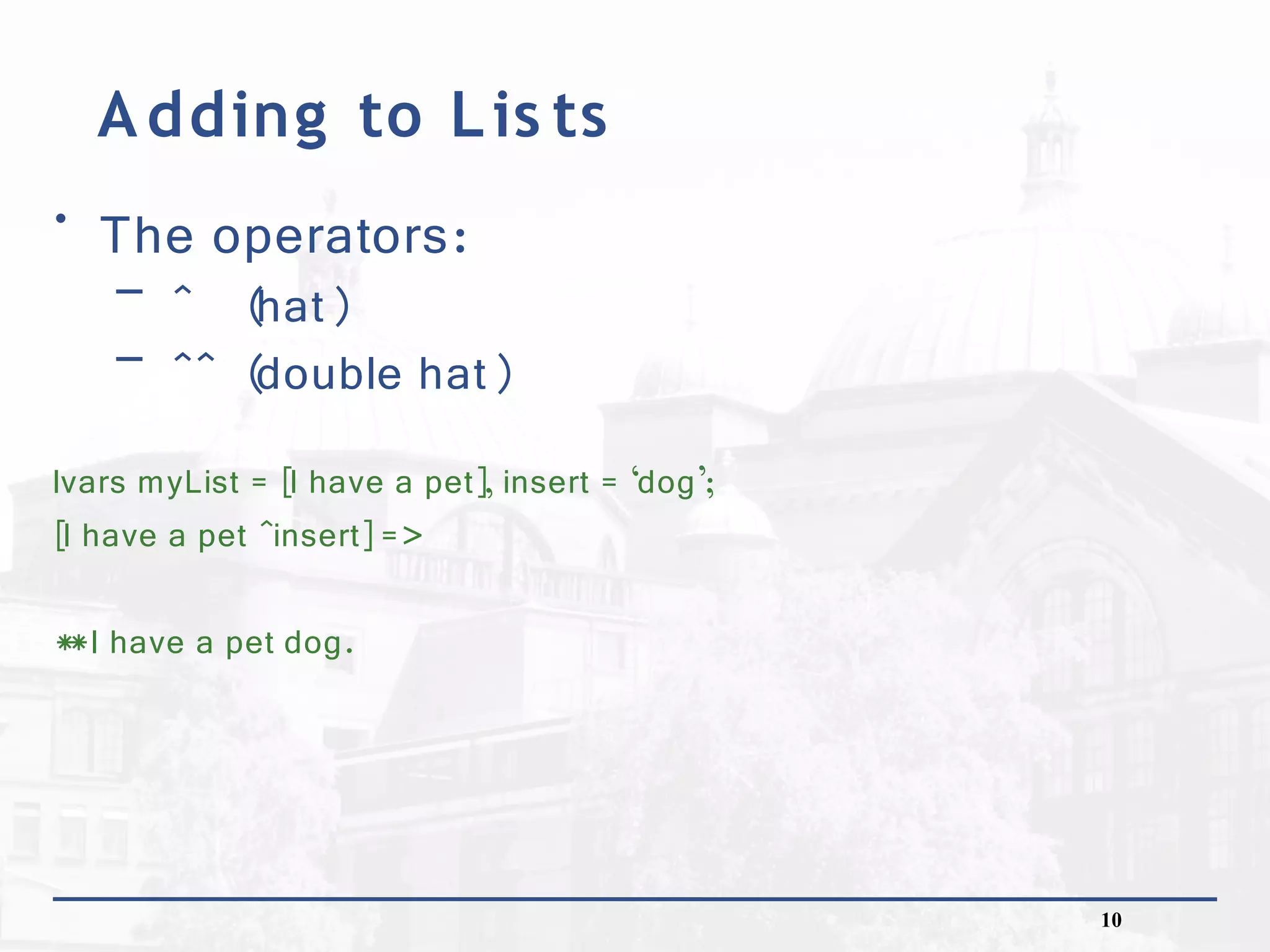 Conditionals, basic list manipulation and pattern matching