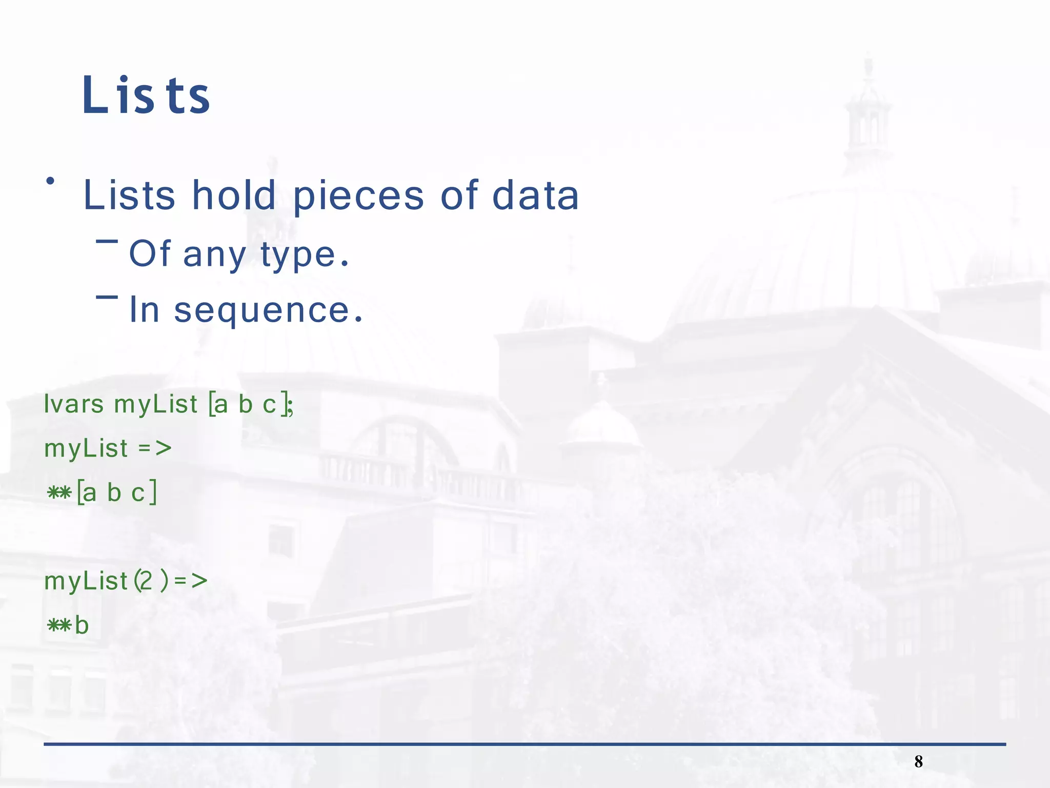 Conditionals, basic list manipulation and pattern matching