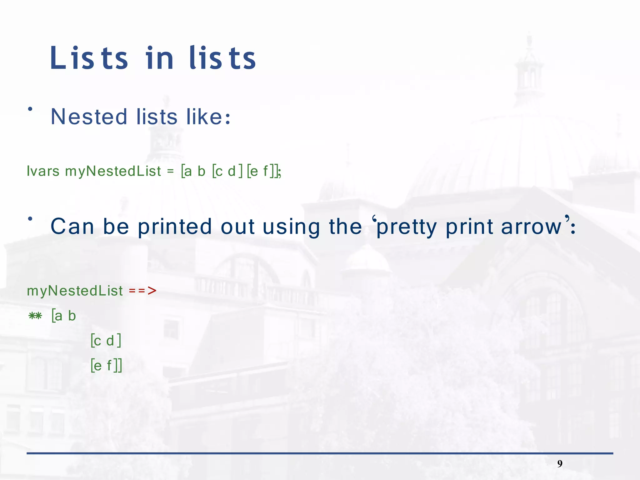 Conditionals, basic list manipulation and pattern matching