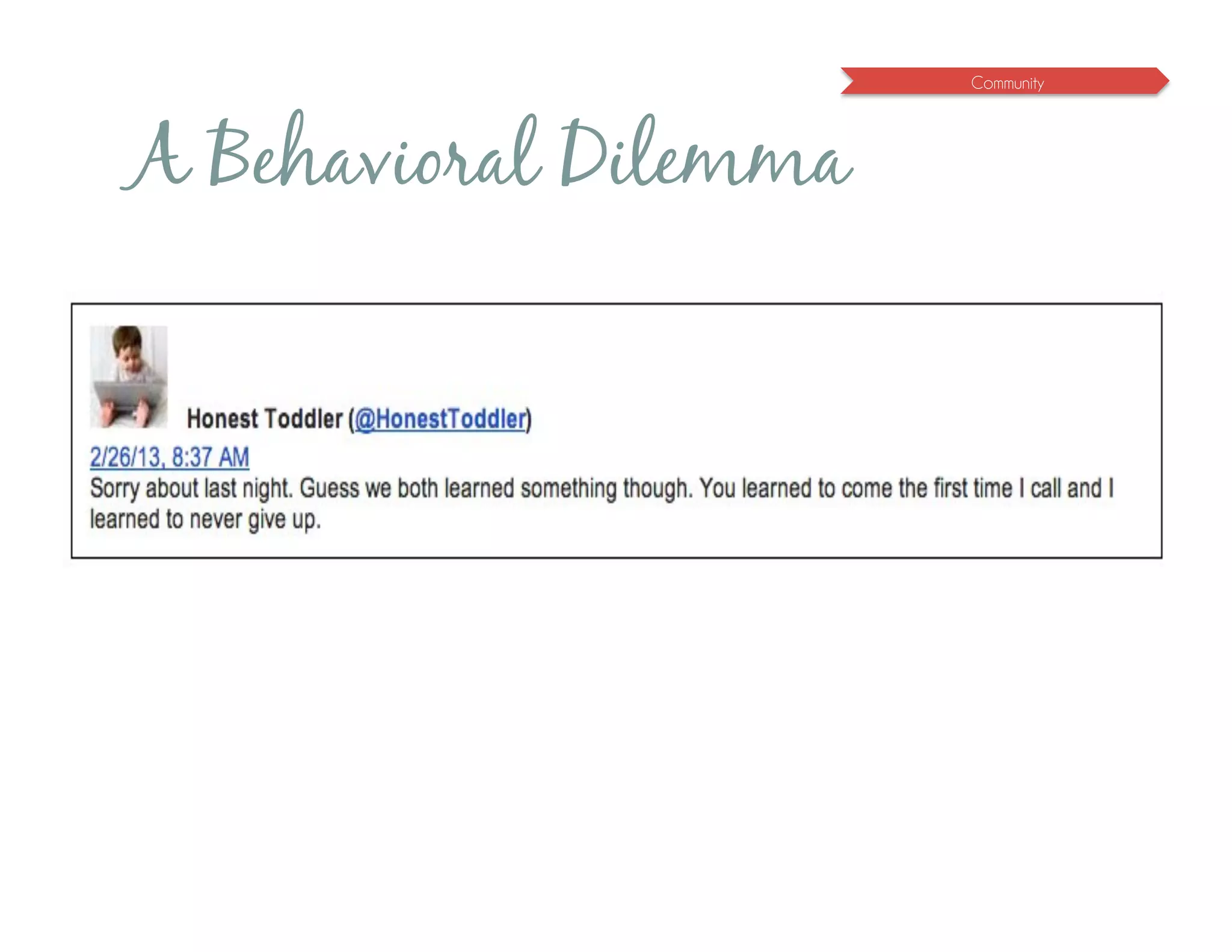 Community




A Behavioral Dilemma
 