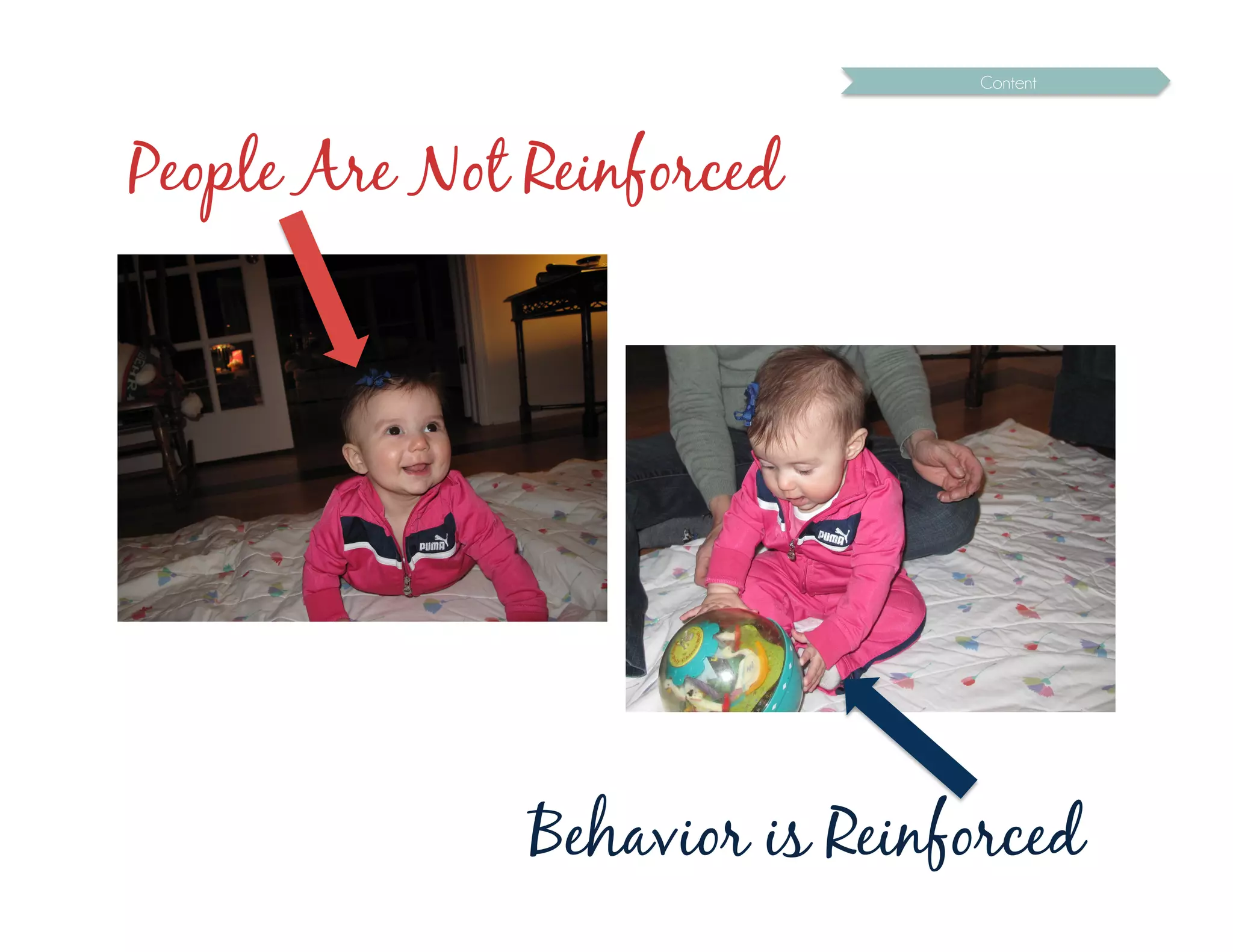 Content




People Are Not Reinforced




               Behavior is Reinforced
 