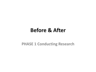 Before & After
PHASE 1 Conducting Research
 