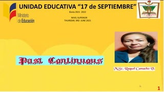 UNIDAD EDUCATIVA “17 de SEPTIEMBRE”
Costa 2021 2022
NIVEL SUPERIOR
THURSDAY, 3RD JUNE 2021
1
 