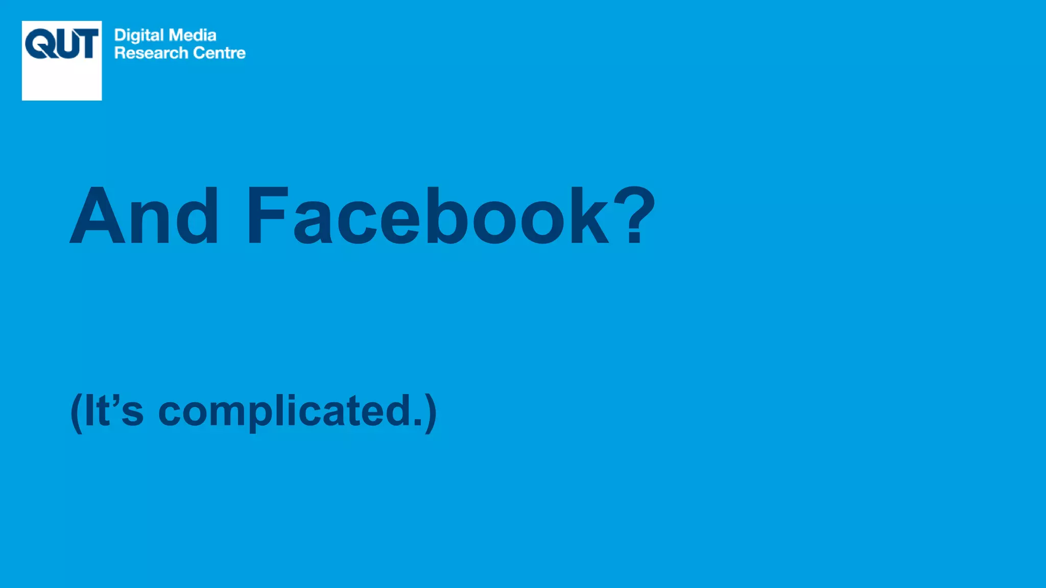 CRICOS No.00213J
(It’s complicated.)
And Facebook?
 