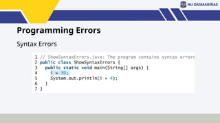 Programming Errors
Syntax Errors
 