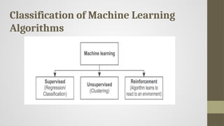 Classification of Machine Learning
Algorithms
 