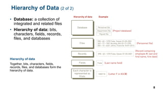 Character Field Record File Database ITEC 1010 - Information and Organizations Database System and Big data ...