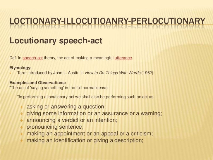 Week 4 illocutionary acts