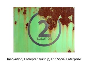 Innovation, Entrepreneurship, and Social Enterprise